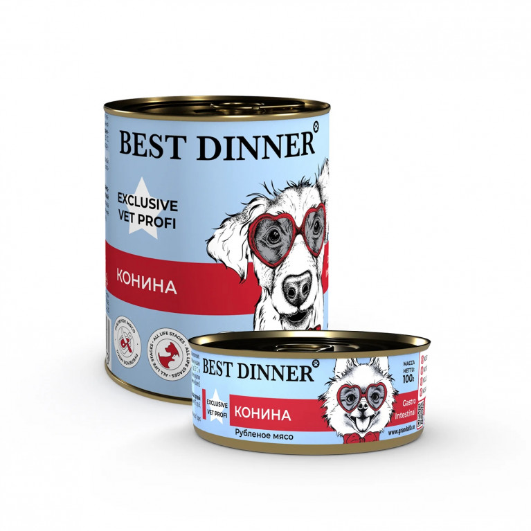 Best Dinner Exclusive Vet Profi Gastro Intestinal Консервы для собак и щенков при проблемах ЖКТ с кониной 